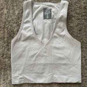 XS Athleta Tight and Ribbed Exercise Crop Tank in White